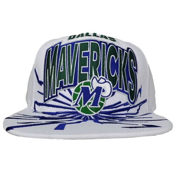 Dallas Mavs Mitchell & Ness Snapback Hat Cap Earthquake Embroidery Art White New - Picture 1 of 9